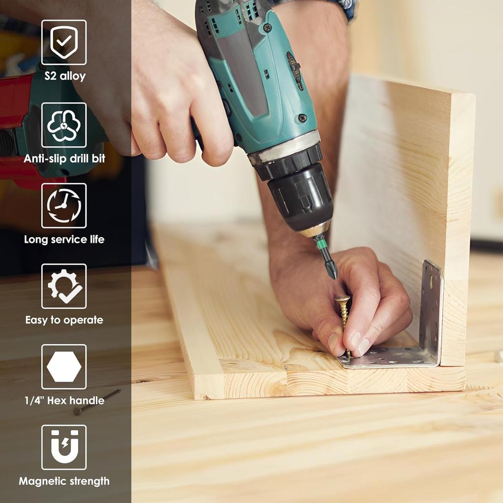 12Pcs High Hardness and Strong Magnetic Bits, D1 Anti-Slip Magnetic Drill Bits, 1/4inch Hex Shank Impact Cross Bit, Shock-Proof Impact Screw Driver