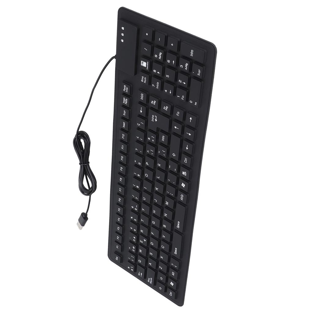 Keyboard 108 Key Spanish USB Wired Portable Foldable Quiet Waterproof Dustproof Silicone Keyboard
