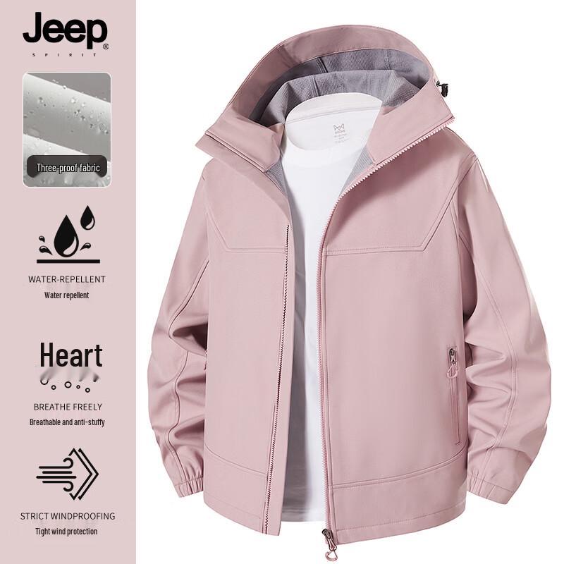 JEEP SPIRIT Men's Windproof Waterproof Fleece-Lined Hooded Jacket