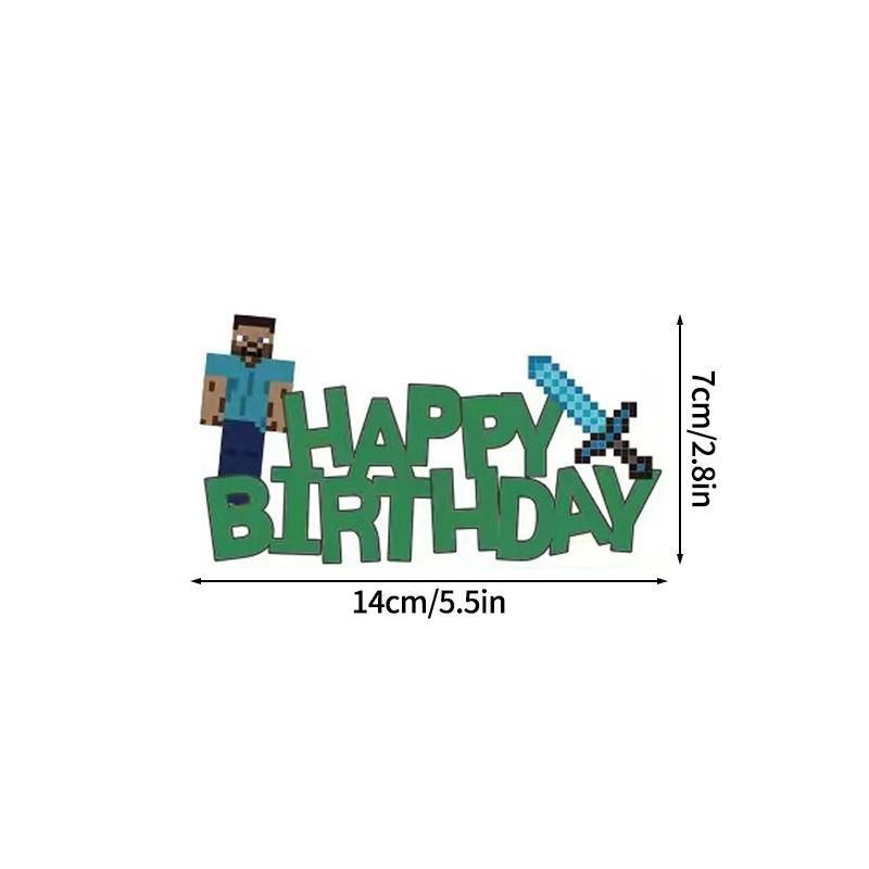 

Birthday Decorations Block Game Toys Game Theme Party Decorations Paper Plates Ballons Tablecloth Hanging Glags