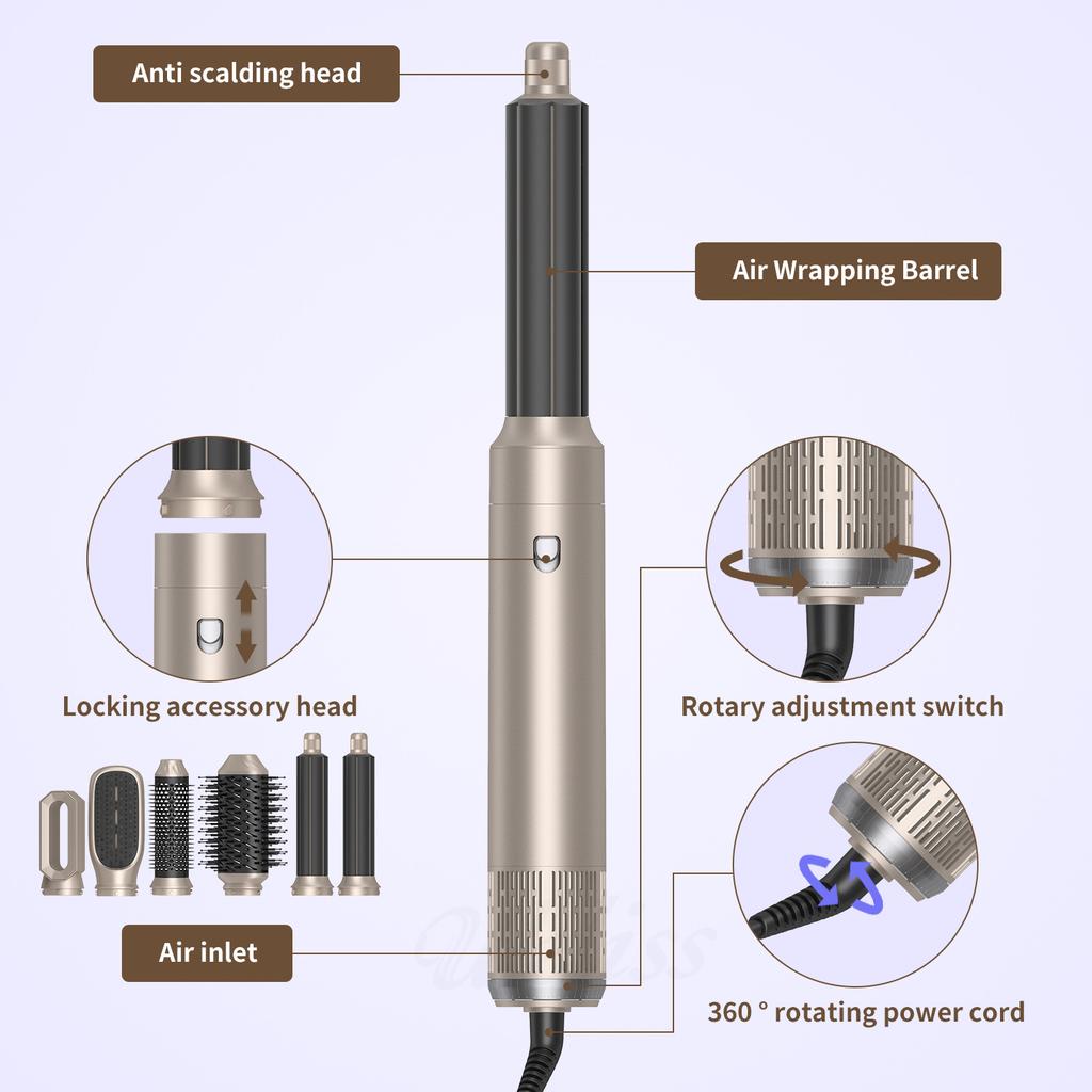 Six in One Noise Reduction Styling Hair Dryer with Multi in One Blowing Comb