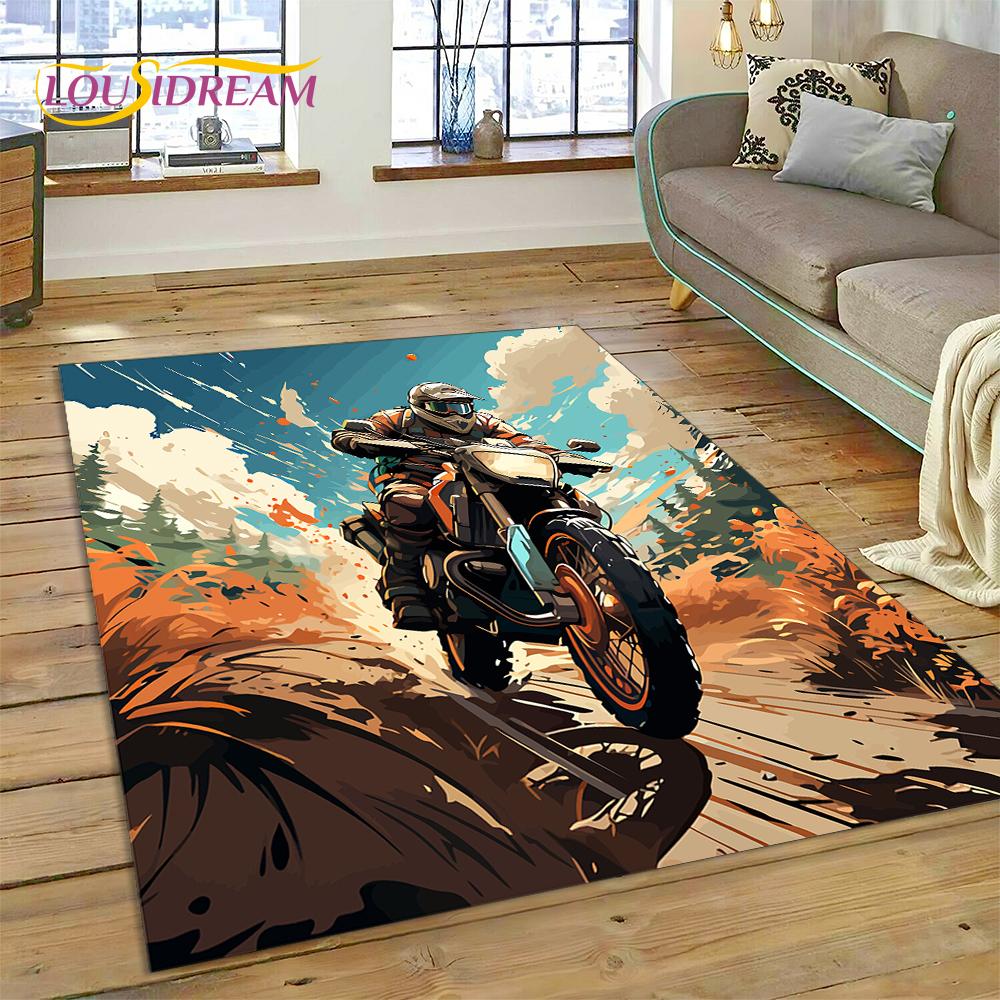 Motocross Motorcycle Modern Rug Carpet for Living Room Bedroom Home Decor,Floor Mat Non-slip Decoration for Sofa Kitchen doormat