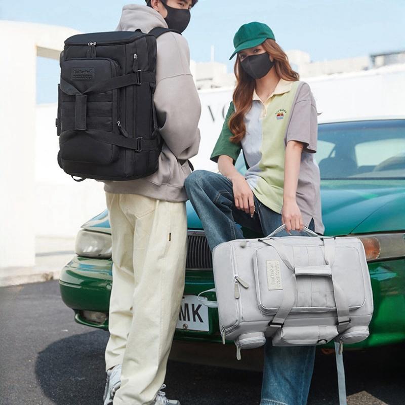 Trendy Waterproof Nylon Travel Backpack Long-distance Touring Business Trip Luggage Bag Detachable Handheld Strap College Student Computer Schoolbag