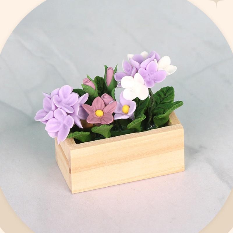 1/12 Miniature Potted Flower Model Figurine For Doll House Scene Display Accessories Microlandscape Setting Props