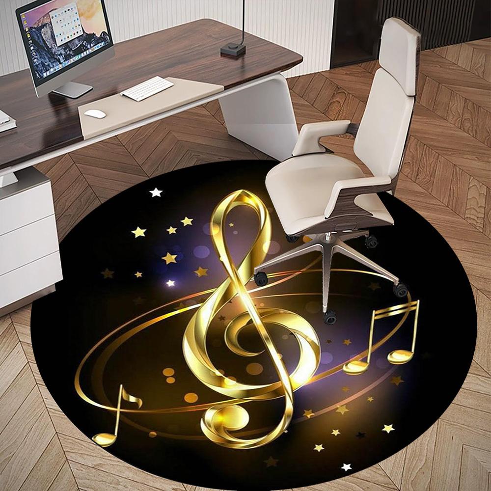 1PC music note starry night Office Round Area Rug, Under Office Chairs Bedroom Living Room Home Decor,Carpet for Office, -1110260