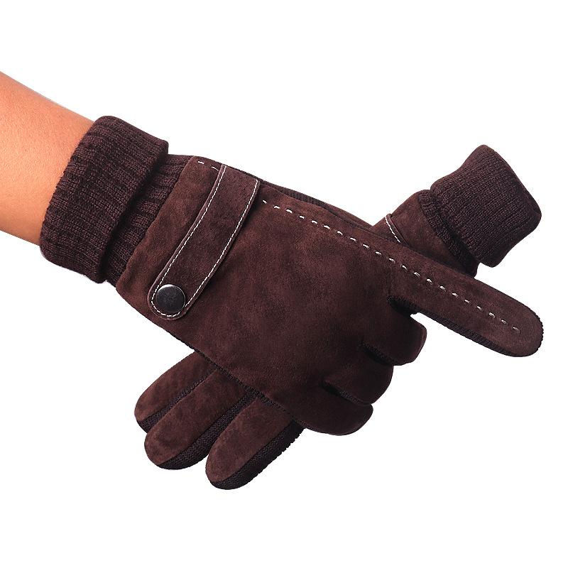 New Men's Winter Ski Gloves Outdoor Riding Bicycle Motorcycle Leather Gloves Warm and Piled Thickened Non-slip