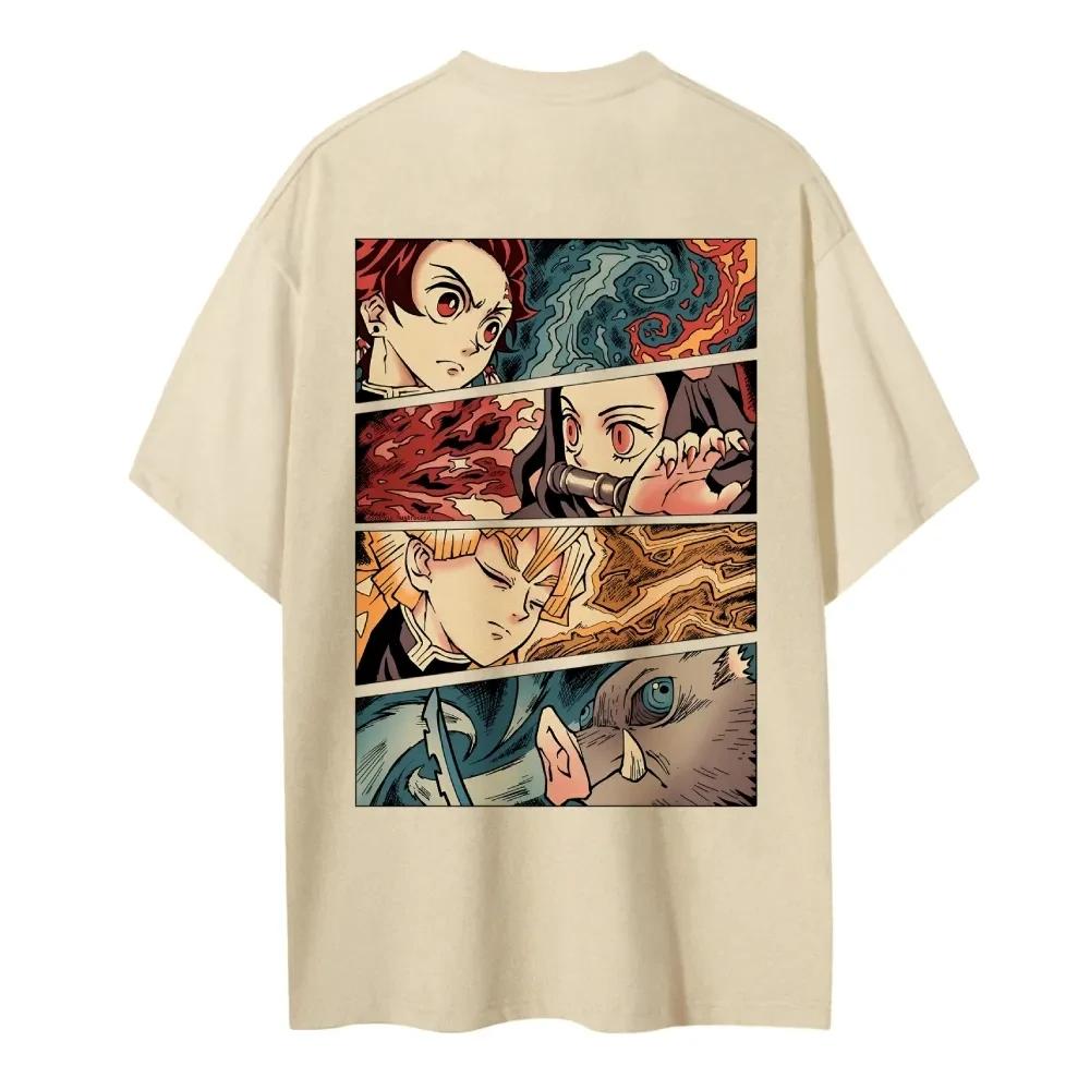 Hot Sale Demon Slayer Japanese Hot-blooded Anime Classic Loose Casual Oversized Short-sleeved Comfortable Soft Cotton Summer New Tee Oversized Top