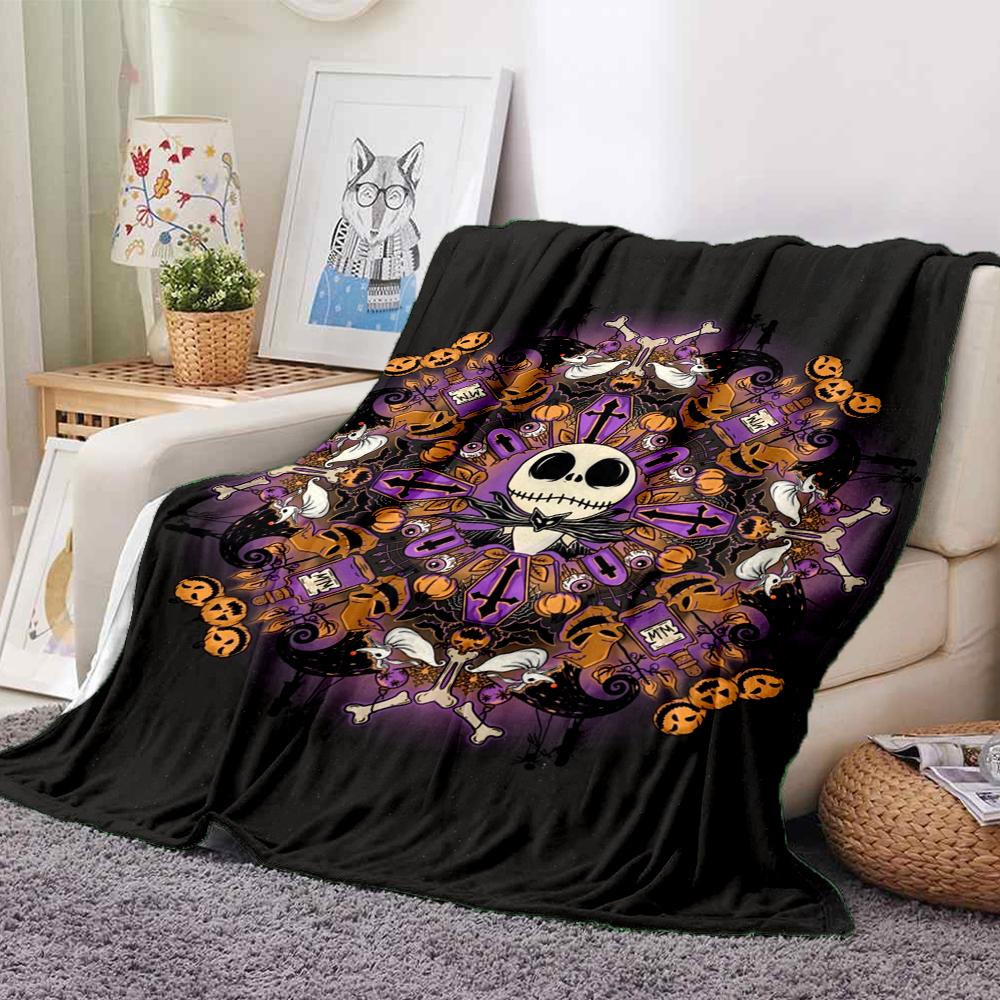 1Pc Halloween Jack Skellington Mandala Blanket Soft And Comfortable Casual Warm Camping Travel Christmas Halloween Xmas Gift M924517