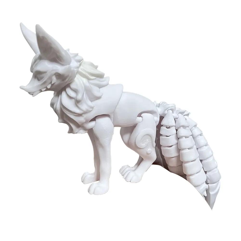 18cm 3D Printed Multi-articular Movable Model Handmade Home Decoration Fox Fidget Toy Nine-Tailed Fox Action Figures Desk Decor