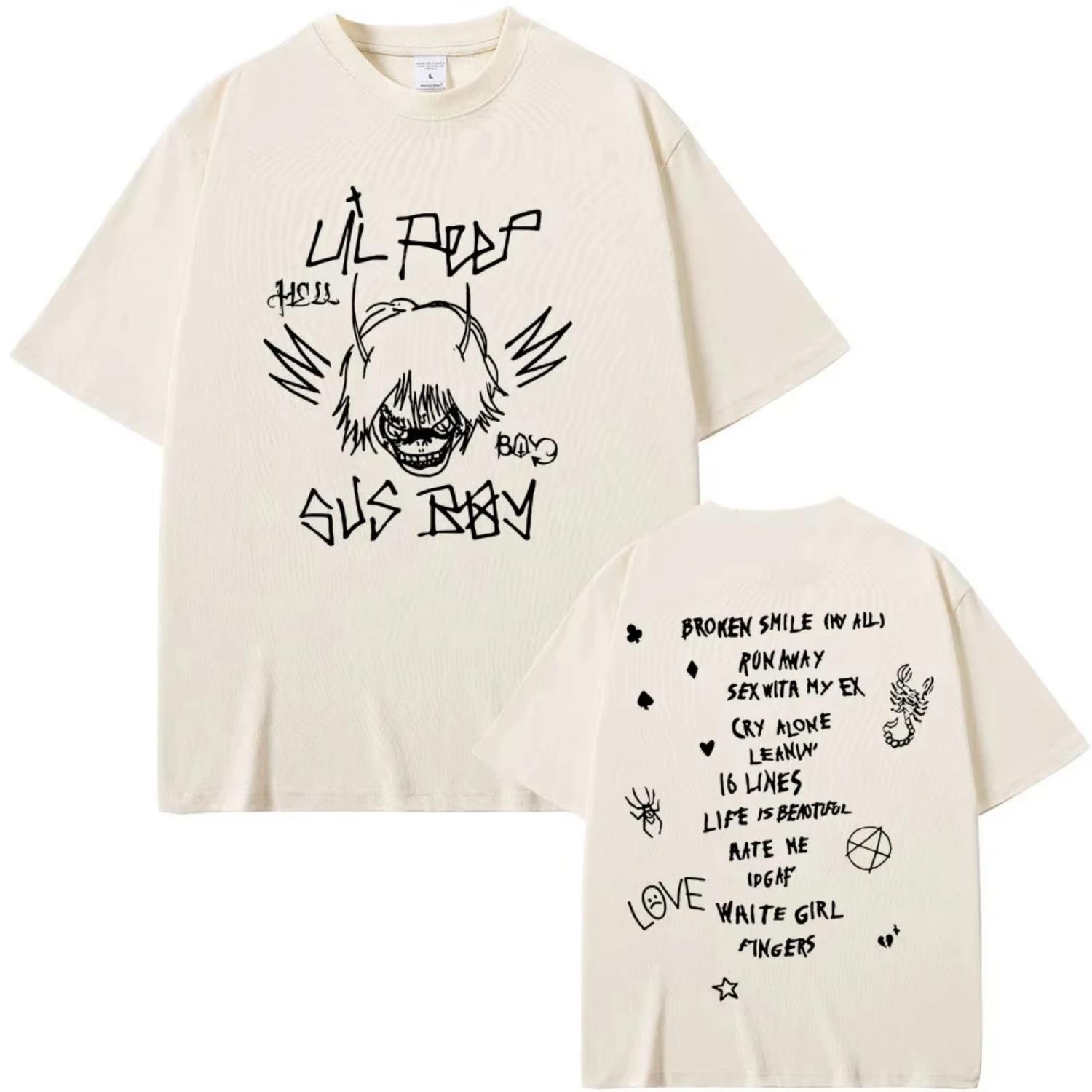 

Hot Rapper Lil Peep Sus Boy Graphic T-shirts Come Over When You re Sober T Shirts Men Women Fashion Hip Hop Oversized T-shirt S чёрный