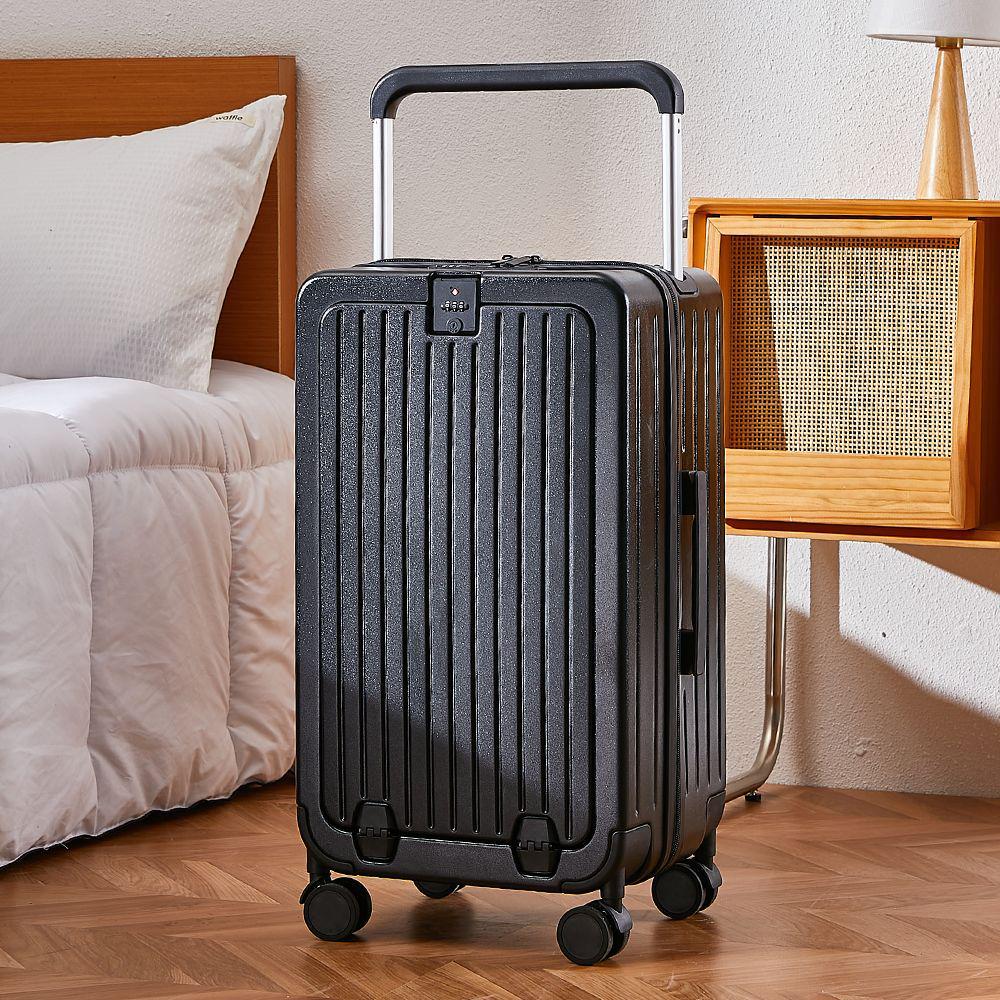 Free Shipping: 20-inch & 24-inch Front-Opening Multifunctional Trolley Suitcases with Wide Handles