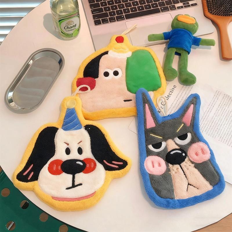 Cat Hand Towel Super Absorbent Coral Fleece Soft Cute Face Cloth for Bathroom Kitchen Hand Drying