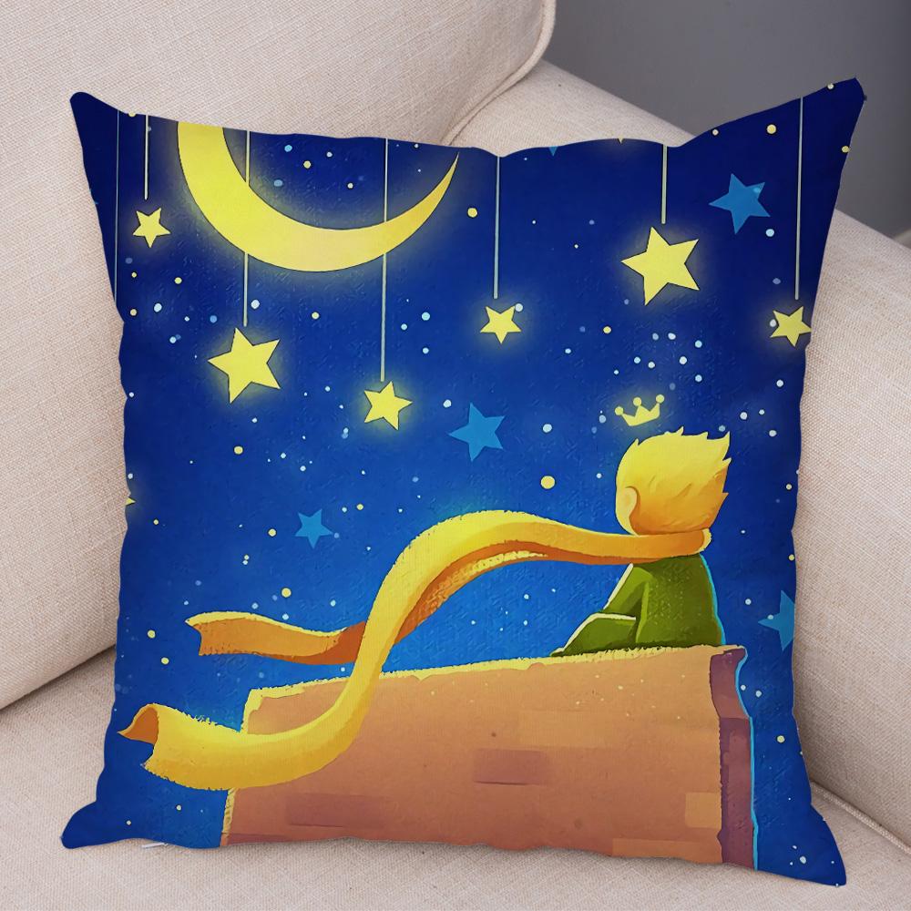 

Little Prince Cushion Cover Decor France Anime Cartoon Print Pillow Case for Sofa Home Children Room Soft Plush Throw Pillowcase 45x45cm18x18Inch