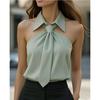 Spring Summer New Arrival Hot Sale Crossbody Lapel Tie Shirt Design Sleeveless Vest
