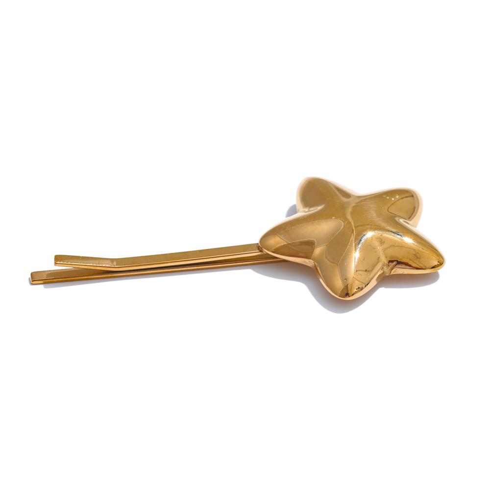 Yhpup Star Stainless Steel Hair Clip 18k Gold PVD Plated Charm Fashion Waterproof Jewelry Accessories
