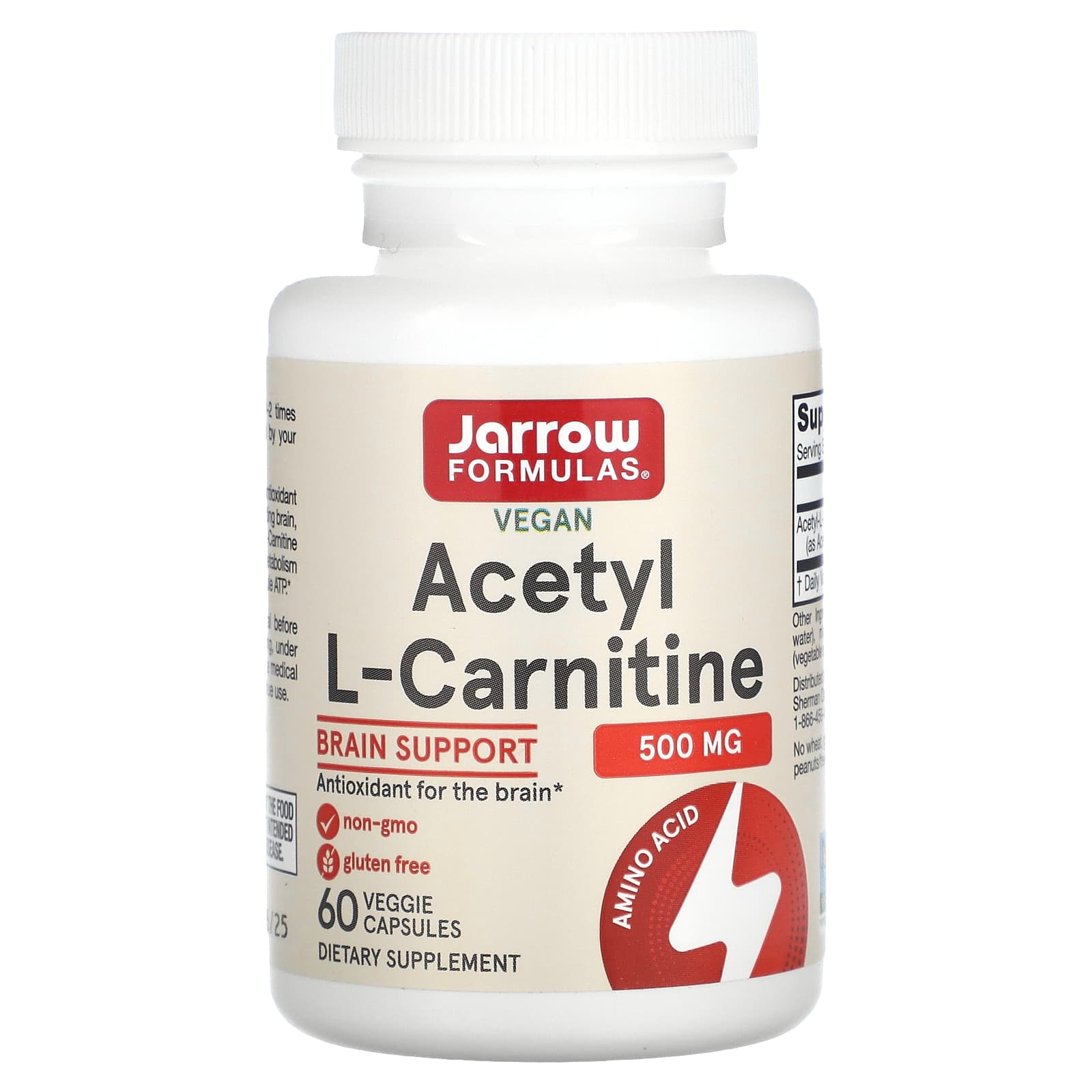 

Jarrow Formulas, Acetyl L-Carnitine, 500 mg, 60 Veggie Capsules