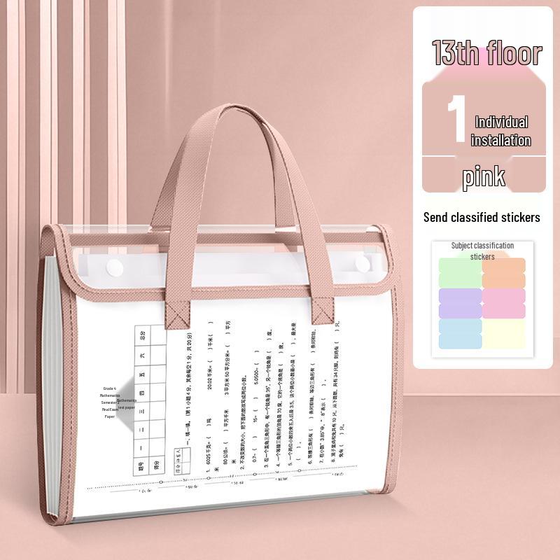 Junior High Accordion-Style Test Paper Storage Bag, Large Capacity