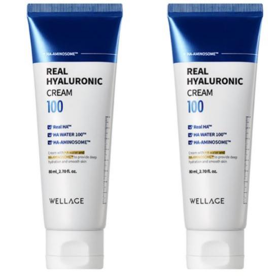 WELLAGE Real Hyaluronic 100 Cream 80 Ml X 2 EA / Korean Skincare