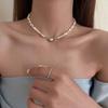 Special-shaped Baroque pearl necklace for women, versatile love magnet buckle design sense collarbone chain accessories niche