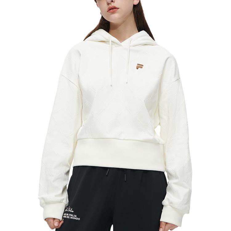 Fila Fusion Uniform Knitted Hoodie Cotton Casual Sweatshirt Women tops T11W345208F-WT