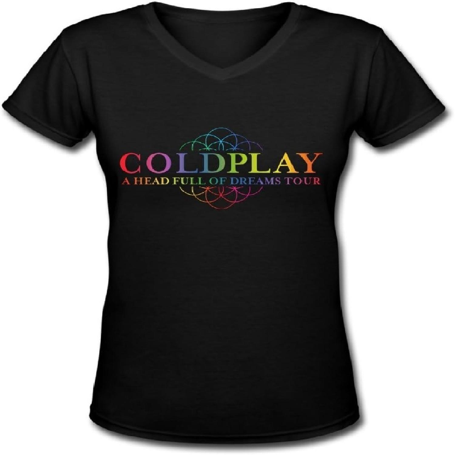 GD Women s Coldplay a Head Full of Dreams Tour V Neck T-shirt Black S чёрный