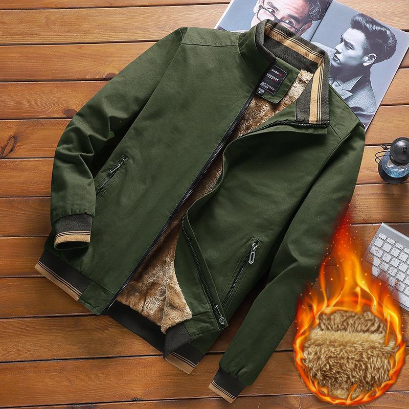Giacca Casual in Pile da Uomo Invernale Lavata Cotone Top Primavera e Autunno Giacca Ispessita Abbigliamento da Uomo