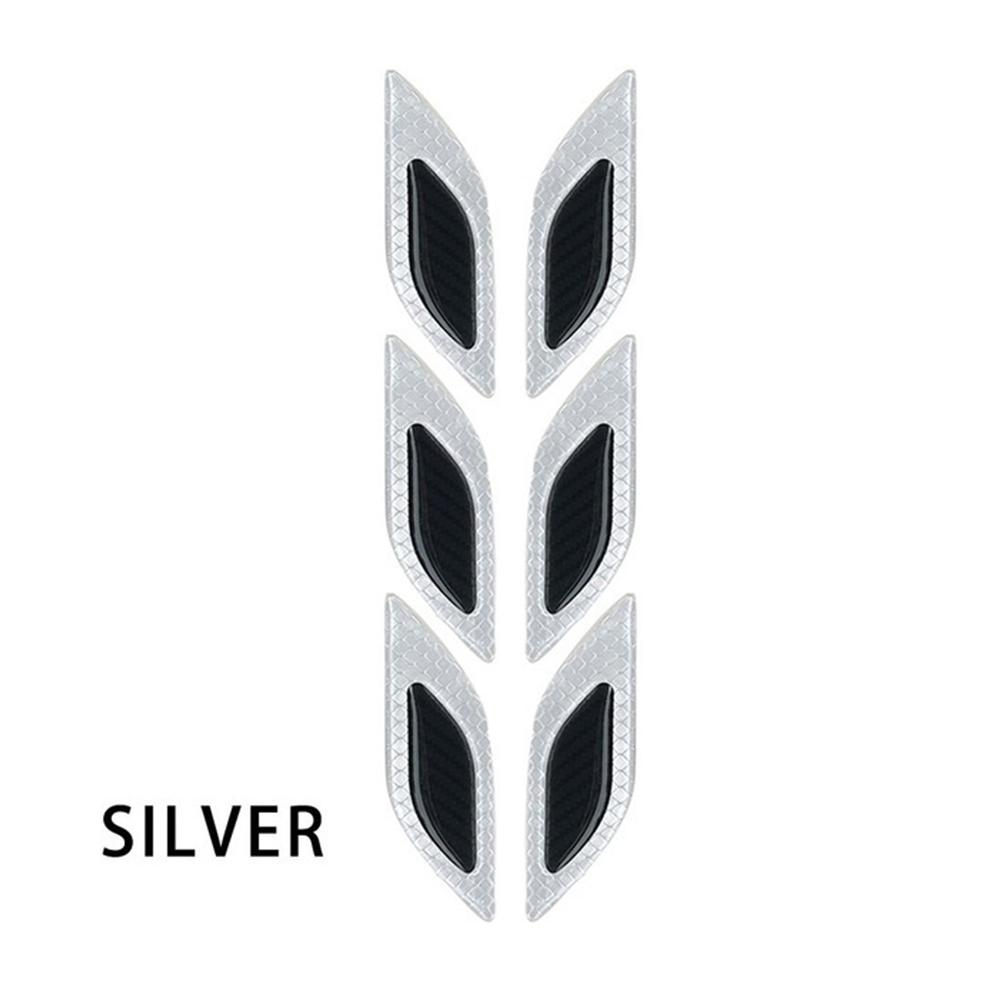 6pcs/Set Car Reflective Stickers Anti-Scratch Carbon Fiber 3D Car Styling Reflective Strips Night Safety Warning Reflector Tape
