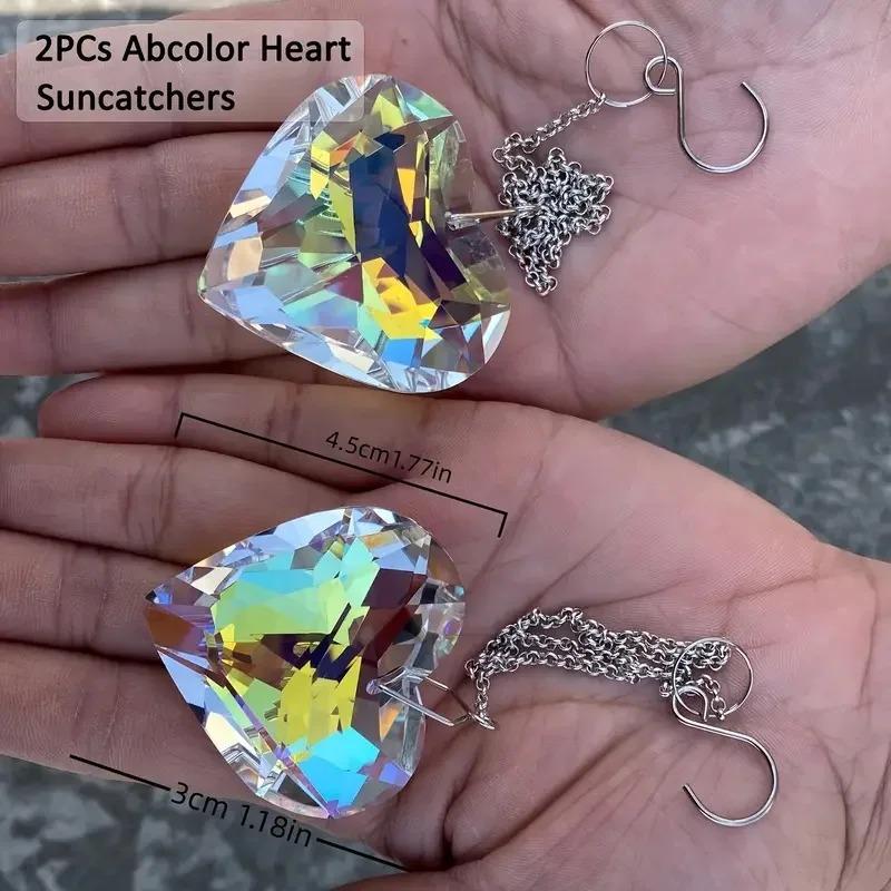 2 Stück Kristall Sonnenfänger Prisma, Hängender Sonnenfänger mit Glasprisma, Regenbogenmacher für Fenster, Balkon, Küche, Gartendekoration