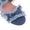 Fashion Women's New Summer Europe and America Open Toe Lace Edge Denim High Heel Large Bag Heel Zipper Roman Sandals 44 45 46