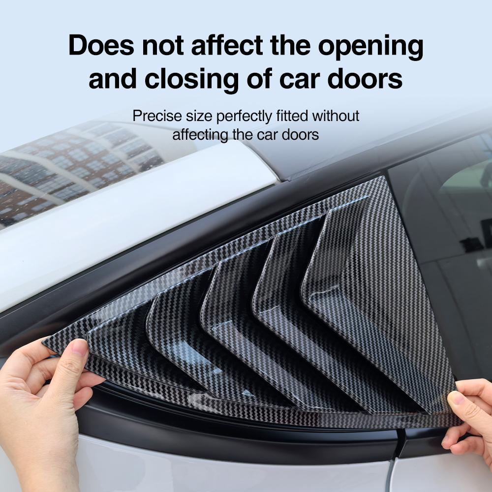 Heenvn For Tesla Model 3/Y Juniper Rear Car Window Shutter Cover ABS Louver Side Vent Trim Anti-Scratch Triangle Accessories