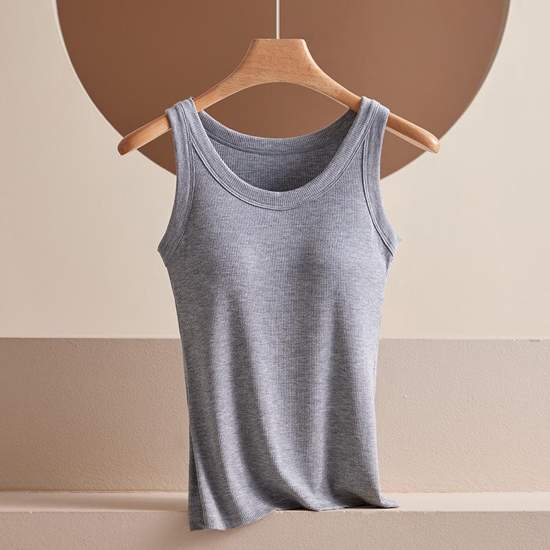 Modal Camisole Vest with Female Thread and Chest Cushion Integrated Thin Sleeveless Bottom and Long Outerwear Top