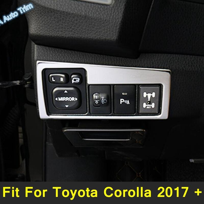Stainless Steel Car Front Head Lights Lamp Switch Button Frame Cover Trim Fit For Toyota Corolla 2017 2018 Interior Accessories