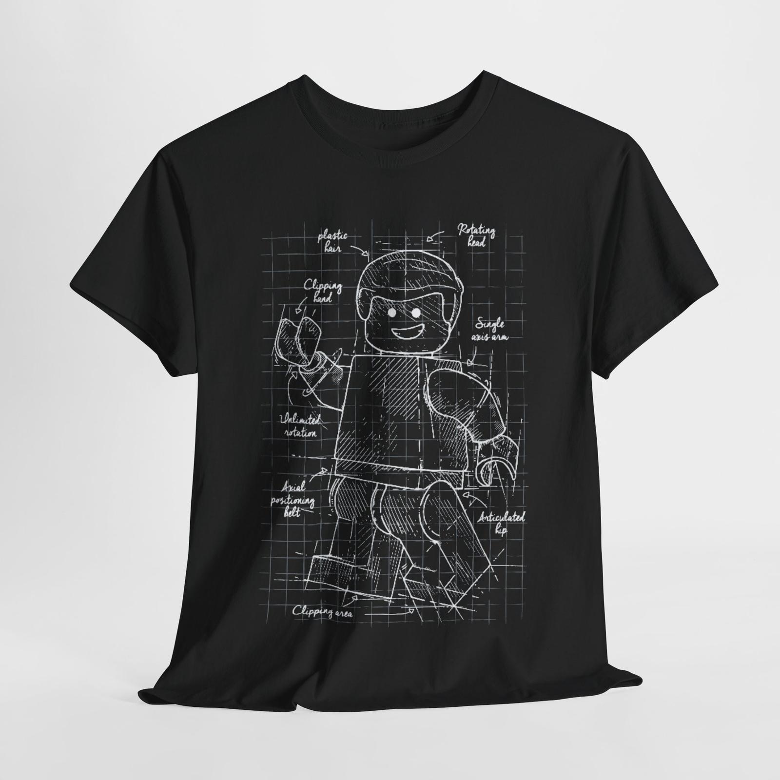 Men s T-Shirt Featuring Creative Blueprint Design Articulated Lego Figure Sketch Unisex T-Shirt XXXXL
