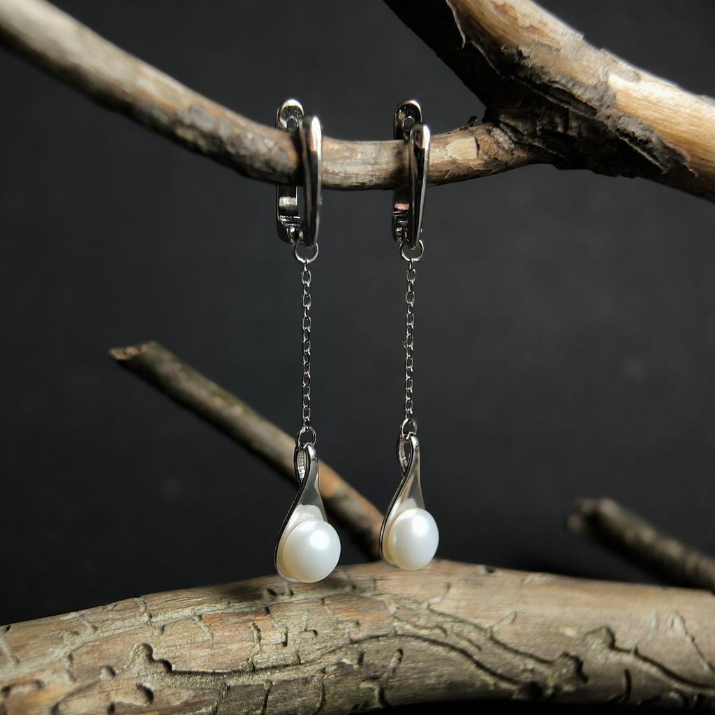 Silver Earrings with Natural Pearls (2186854)