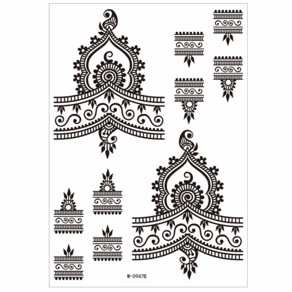 Lace Fake Tattoo Henna Tattoo Stickers Black Mehndi Stickers Body Art Sticker Finger Hand