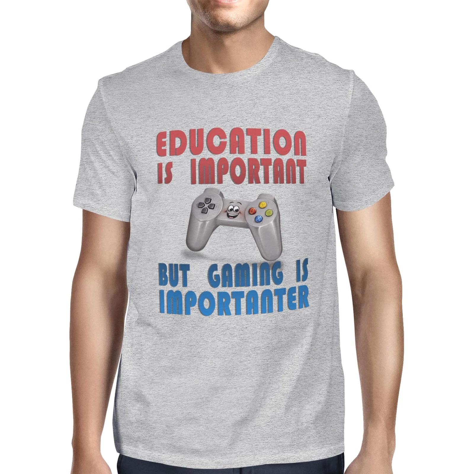 1Tee Mens Education is Important but Gaming Is Importanter Gamer T-Shirt XXXXL