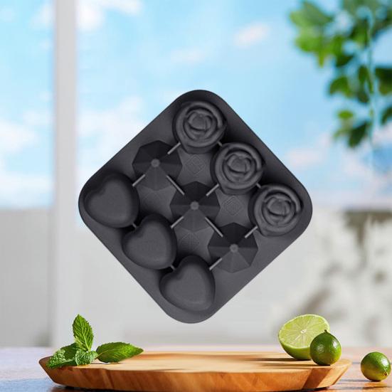 Silicone Ice Cube Tray with Lid Whiskey Diamonds Heart Rose