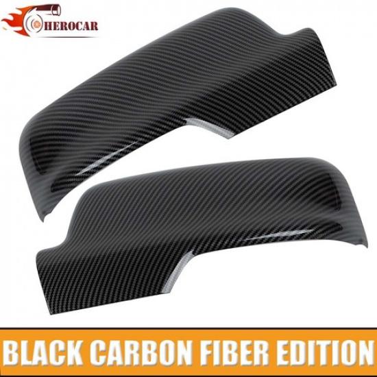 Exterior Rear View Mirror Cover Trim Bezel For Dodge Ram 1500 2018+ Carbon Fiber
