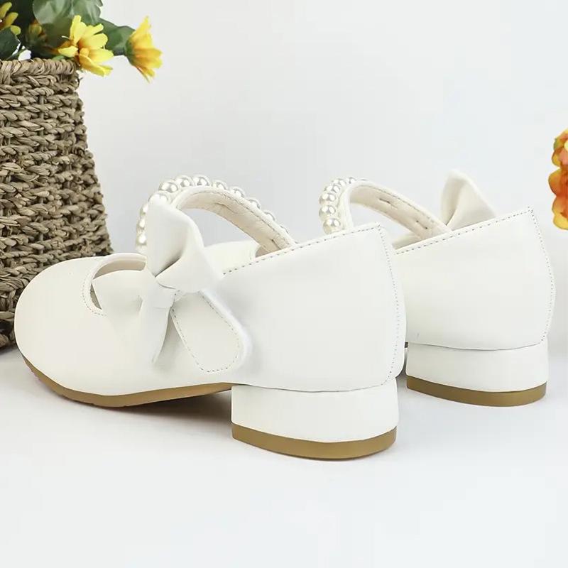 Elegant Girls' White Leather Princess Dance Shoes