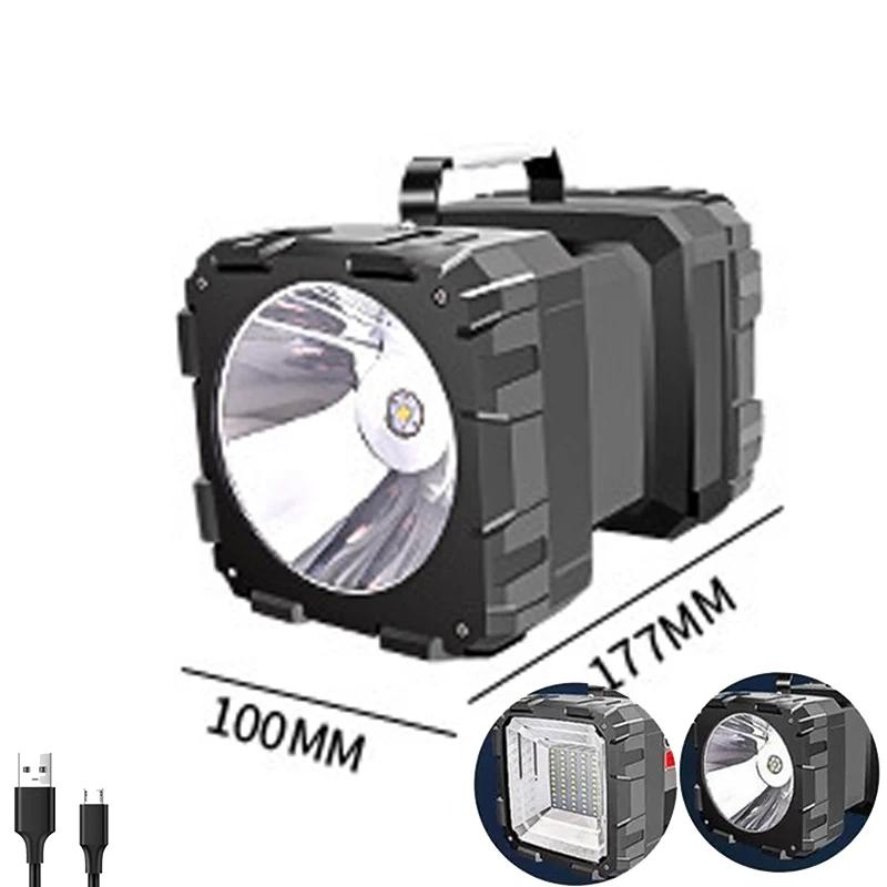 Super Bright LED Usb Rechargeable Double Head Searchlight Handheld Flashlight Work Spotlight Floodling Light Four Modes 10000mAh