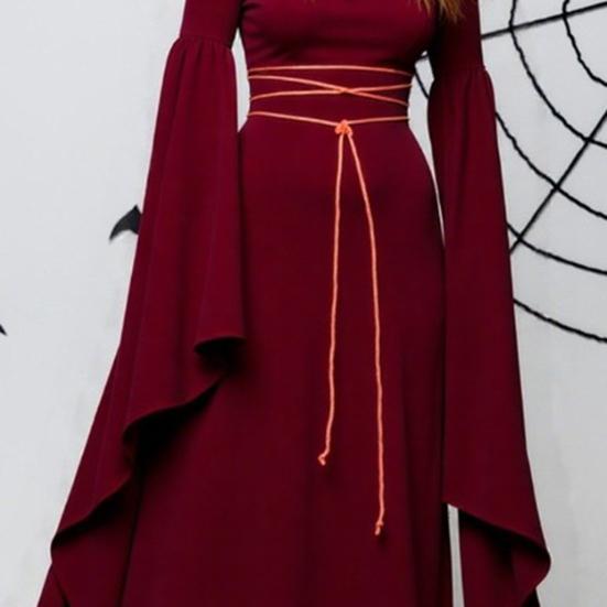 Abito da Strega Rinascimentale di Halloween per Donna Abito Gotico Vittoriano Manica Lunga a Campana Costume Medievale per Festa di Halloween Cosplay