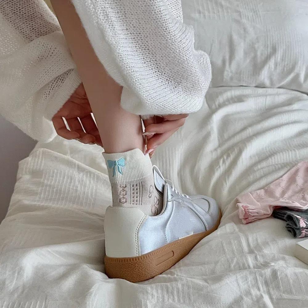 6Pairs Lolita JK Embroidery Bow Socks Sweet Socks Women Soft Ballet Tube Socks  Streetwear