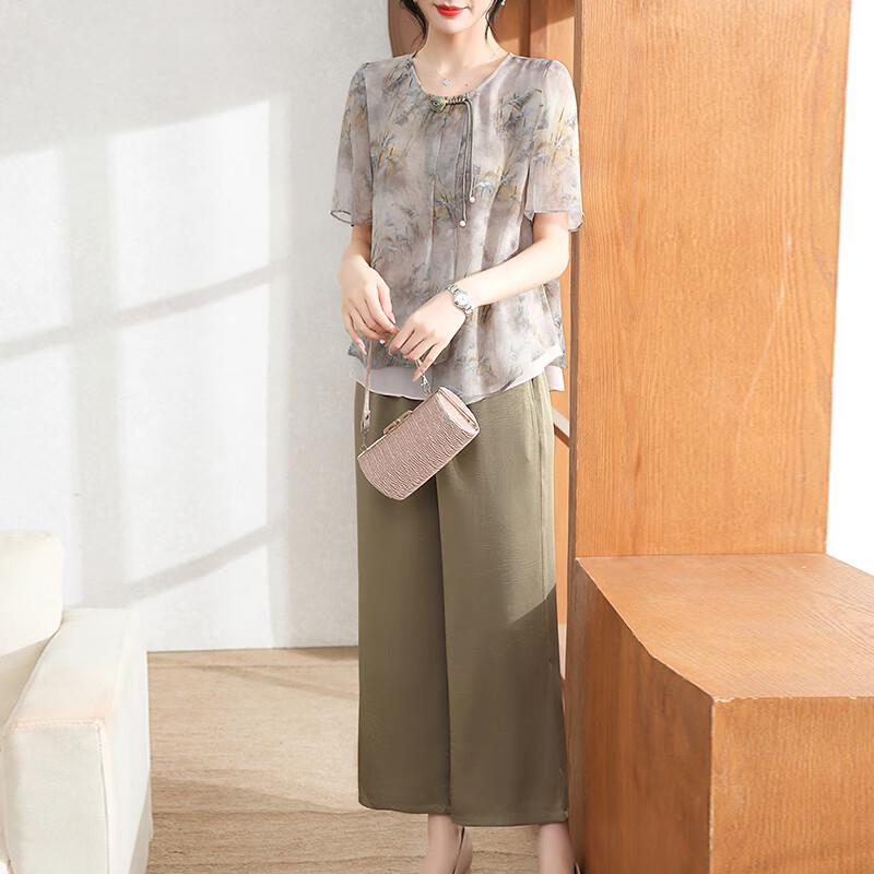 XUEXI Women s Chinese Style Short Sleeve Summer Set 3XL