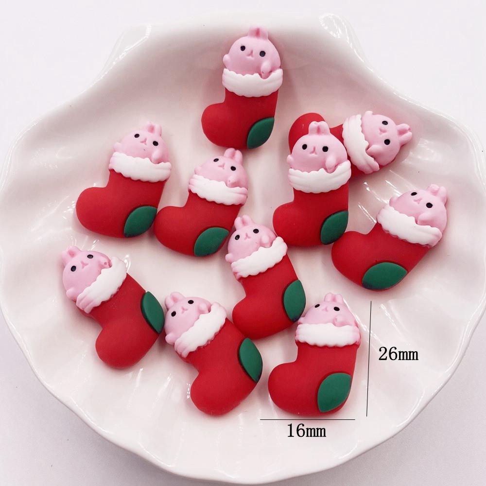 12 Stück bunte Harz Schneemann Bär Pinguin Weihnachtsmann Baum Geschenkbox Elch Flatback Scrapbook Handwerk DIY Zubehör Dekor Figur