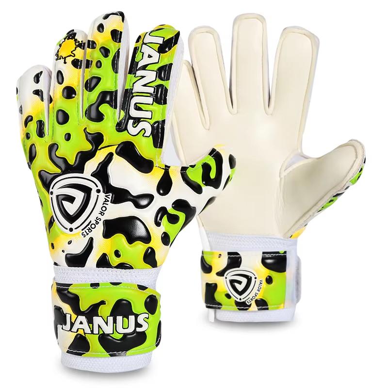 New Style Kids Finger Protection Soccer Gloves Professional Children Leopard Soccer Football Goalkeeper