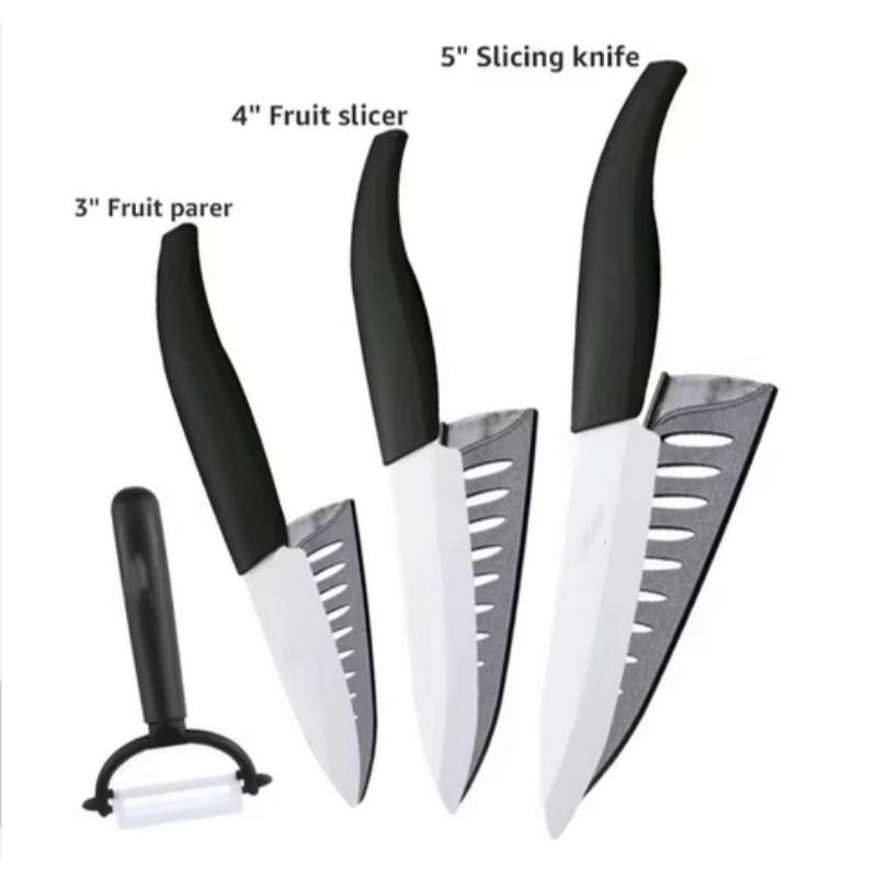 

Набор керамических ножей Кухонные ножи 3 4 5 6 дюймов Нож шеф-повара + овощечистка Белое циркониевое лезвие Многоцветная ручка 345 inch + peeler