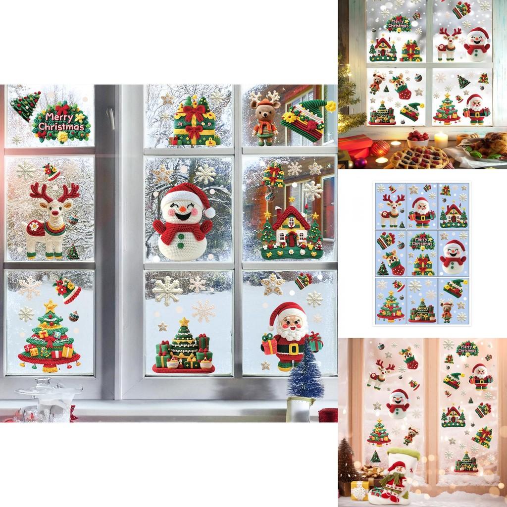 Christmas Static Cling Sticker Snowman Christmas Tree Decor Set For Holiday Window Decoration