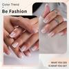 24Pieces Short French Tip Press On Nail with Flower Designs Semi Transparent Square Faux Nail Glues On Nail for Women