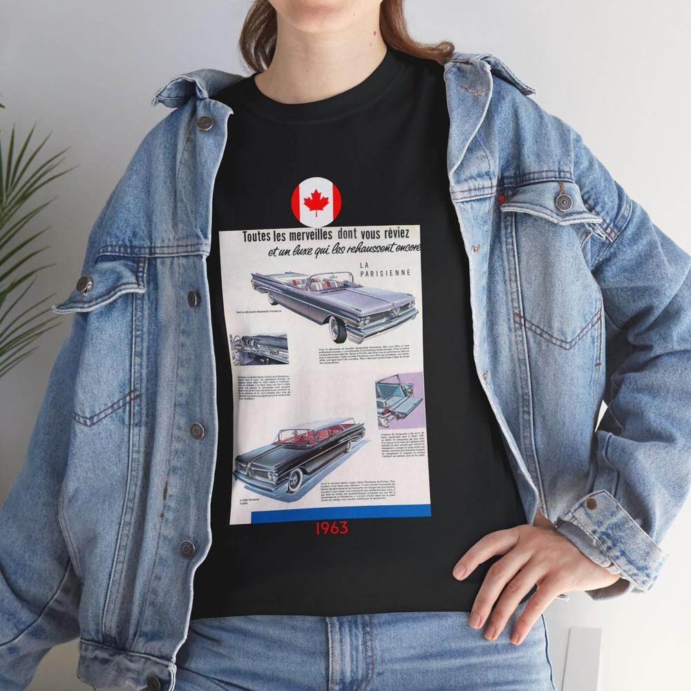 Vintage Canadian Pontiac Le Parisienne Tee, Retro Print Ad Shirt, Classic Car Unisex T-Shirt XL