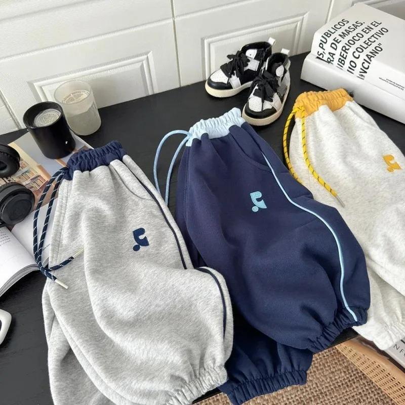 Boys Sweatpants Children Autumn Sport Casual Trousers Embroidered Girls Elastic Waist Versatile Pants